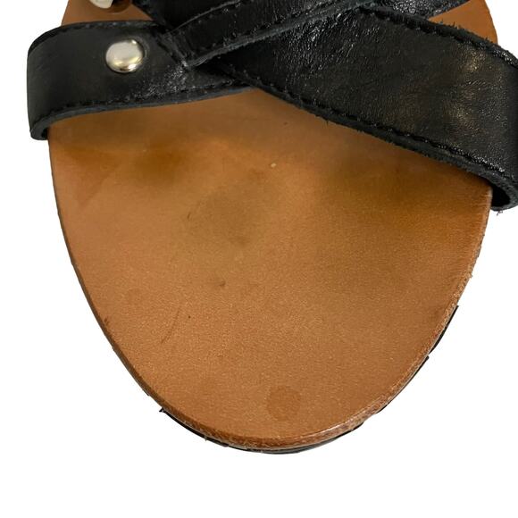 Coach Womens Elize Black Leather Signature Wedge Open Toe Strap Sandals Size 7M - Picture 10 of 13